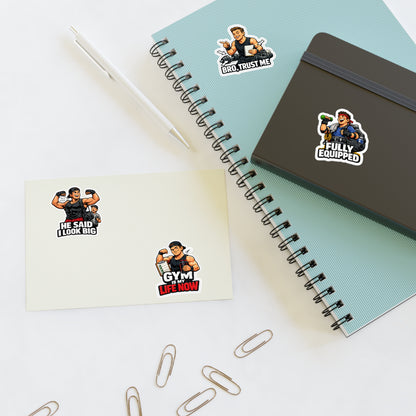 Beginner Gains & Newbie Energy Sticker Sheet #2 By Swoly Ghost — "He Said I Look Big" "Bro, Trust Me" Motivational Workout Decals