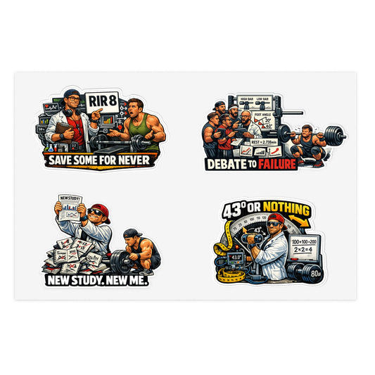 Bro Scientists Sticker Sheet #1 By Swoly Ghost  — 'Save Some For Never', 'Debate to Failure', 'New Study, New Me', '43 or Nothing'