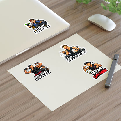 Beginner Gains & Newbie Energy Sticker Sheet #2 By Swoly Ghost — "He Said I Look Big" "Bro, Trust Me" Motivational Workout Decals