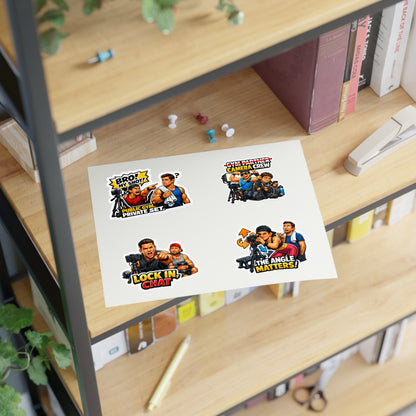 Influencer Energy Sticker Sheet #2 By Swoly Ghost — Filmmaker Vibes: "Bro! My Shot!" & "The Angle Matters!"