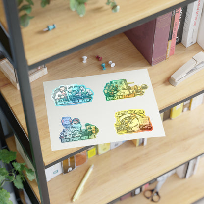 Bro Scientists Sticker Sheet #1 By Swoly Ghost  — 'Save Some For Never', 'Debate to Failure', 'New Study, New Me', '43 or Nothing'