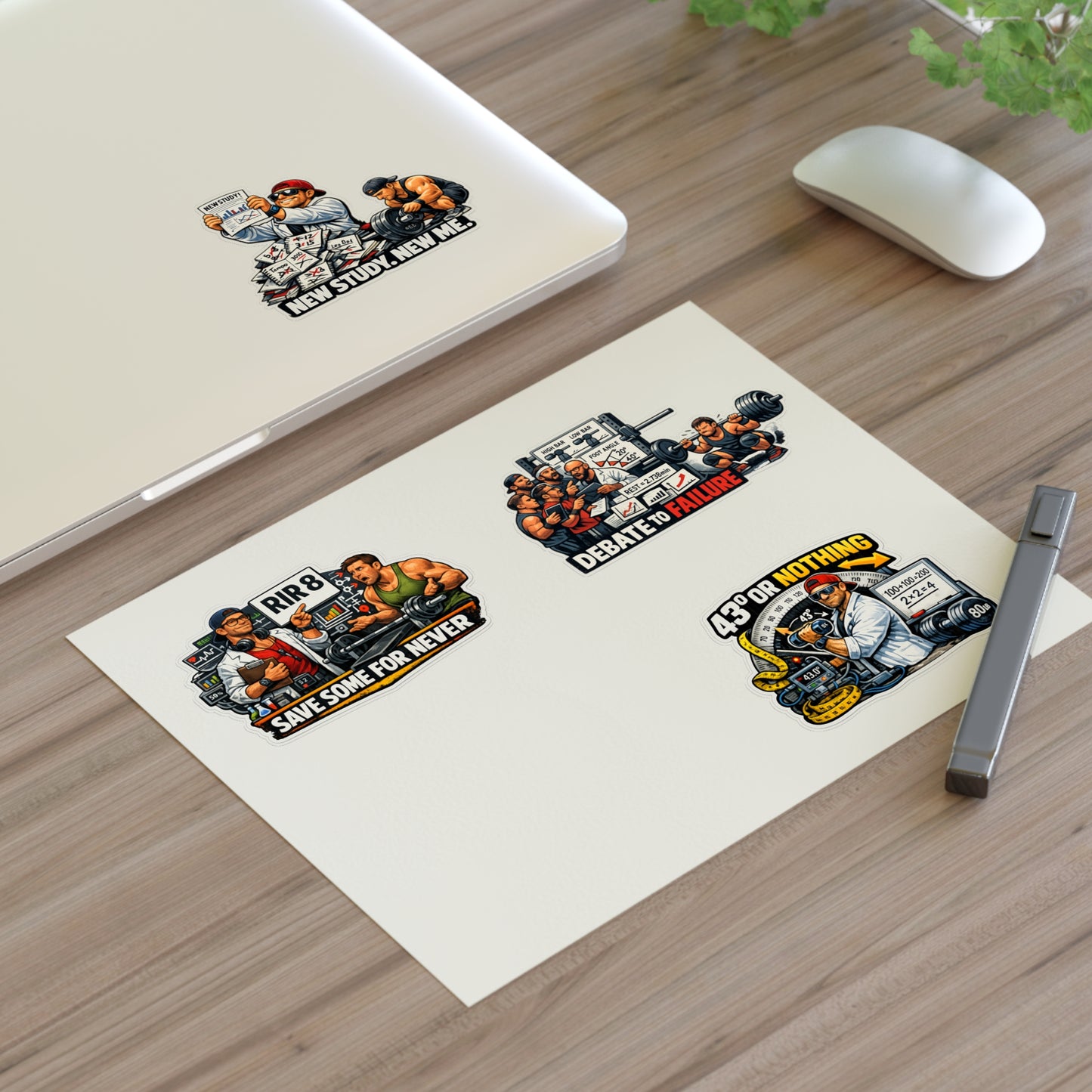 Bro Scientists Sticker Sheet #1 By Swoly Ghost  — 'Save Some For Never', 'Debate to Failure', 'New Study, New Me', '43 or Nothing'