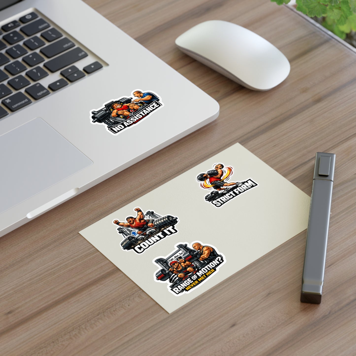 Ego Lifters Sticker Sheet #1 By Swoly Ghost — 'Count It', 'Strict Form', 'Range of Motion? Never Met Her', 'No Assistance'