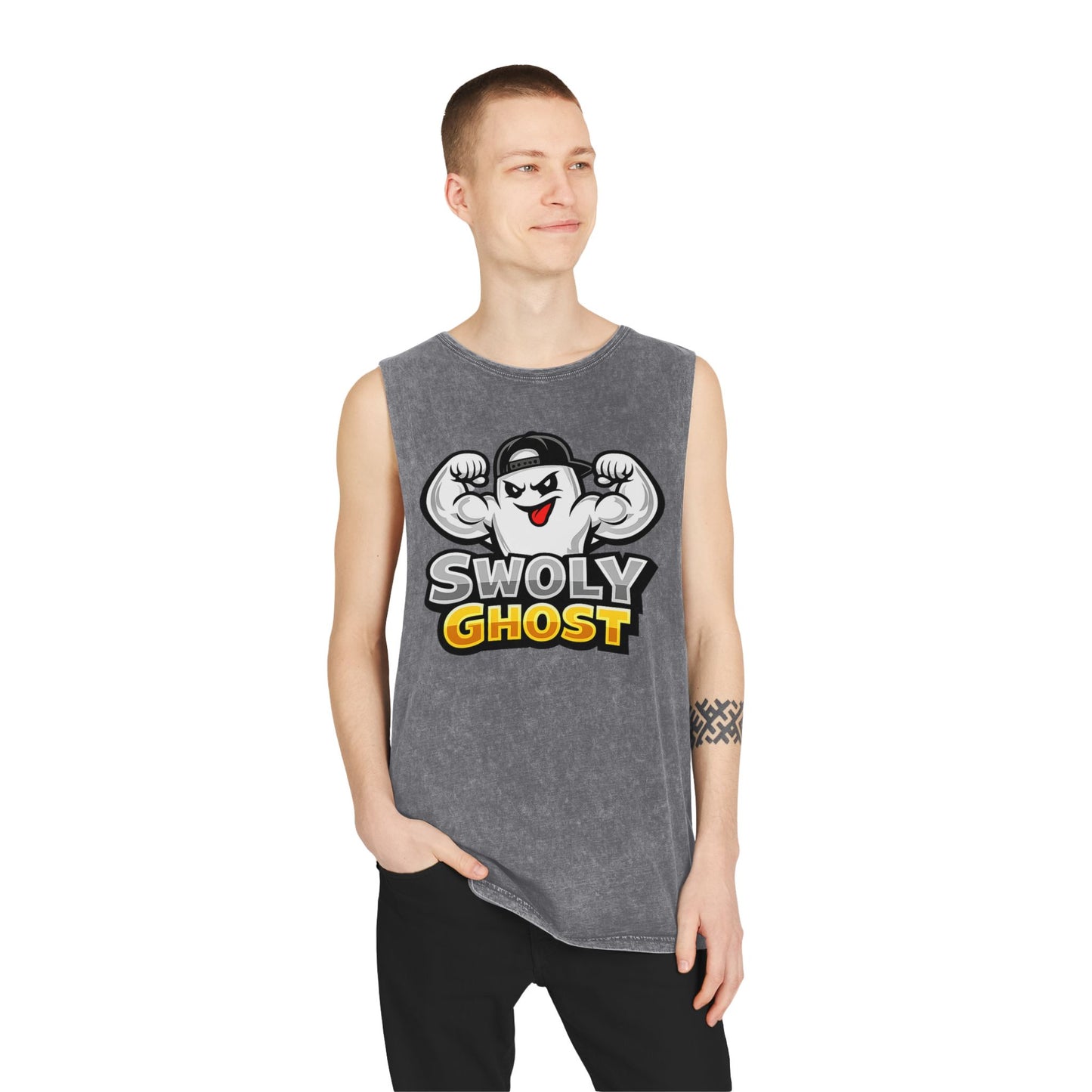 "Lift With The Spirit" Stonewash Tank Top by Swoly Ghost