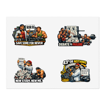 Bro Scientists Sticker Sheet #1 By Swoly Ghost  — 'Save Some For Never', 'Debate to Failure', 'New Study, New Me', '43 or Nothing'