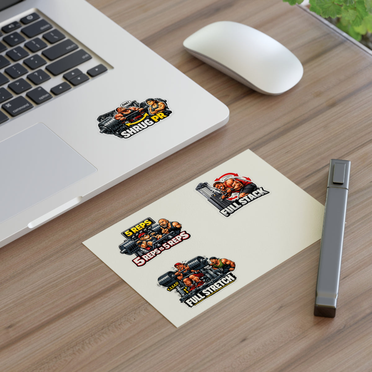 Ego Lifters Sticker Sheet #2 By Swoly Ghost— Weightlifting Quotes: “5 REPS is 5 REPS”, “FULL STACK”, “FULL STRETCH”, “SHRUG PR”