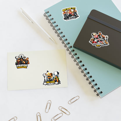 Influencer Energy Sticker Sheet #1 — 'Tripod Takeover', 'Not Done Yet', 'Sponsored Set', 'One More Take'