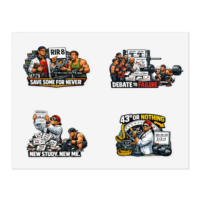 Bro Scientists Sticker Sheet #1 By Swoly Ghost  — 'Save Some For Never', 'Debate to Failure', 'New Study, New Me', '43 or Nothing'