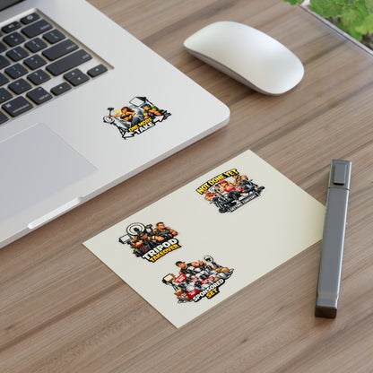 Influencer Energy Sticker Sheet #1 — 'Tripod Takeover', 'Not Done Yet', 'Sponsored Set', 'One More Take'