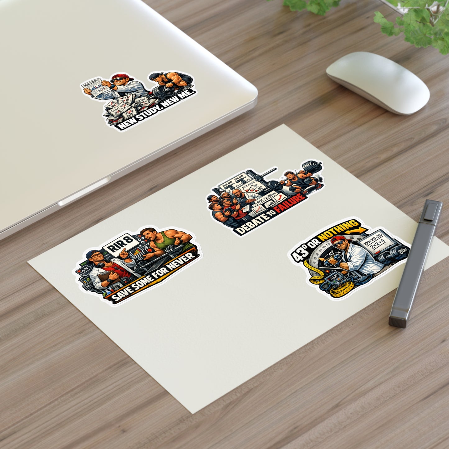 Bro Scientists Sticker Sheet #1 By Swoly Ghost  — 'Save Some For Never', 'Debate to Failure', 'New Study, New Me', '43 or Nothing'