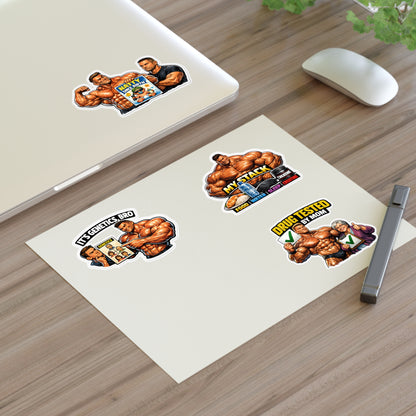Fake Natties Sticker Sheet #2 By Swoly Ghost — 'It's Genetics, Bro' & 'Drug Tested by Mom' Gym Decals