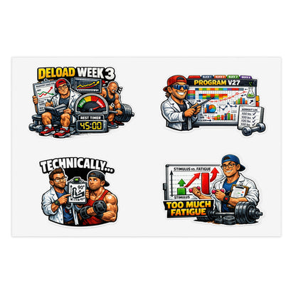 Bro Scientists Sticker Sheet #2 By Swoly Ghost — Workout Program, Deload Week & Training Humor