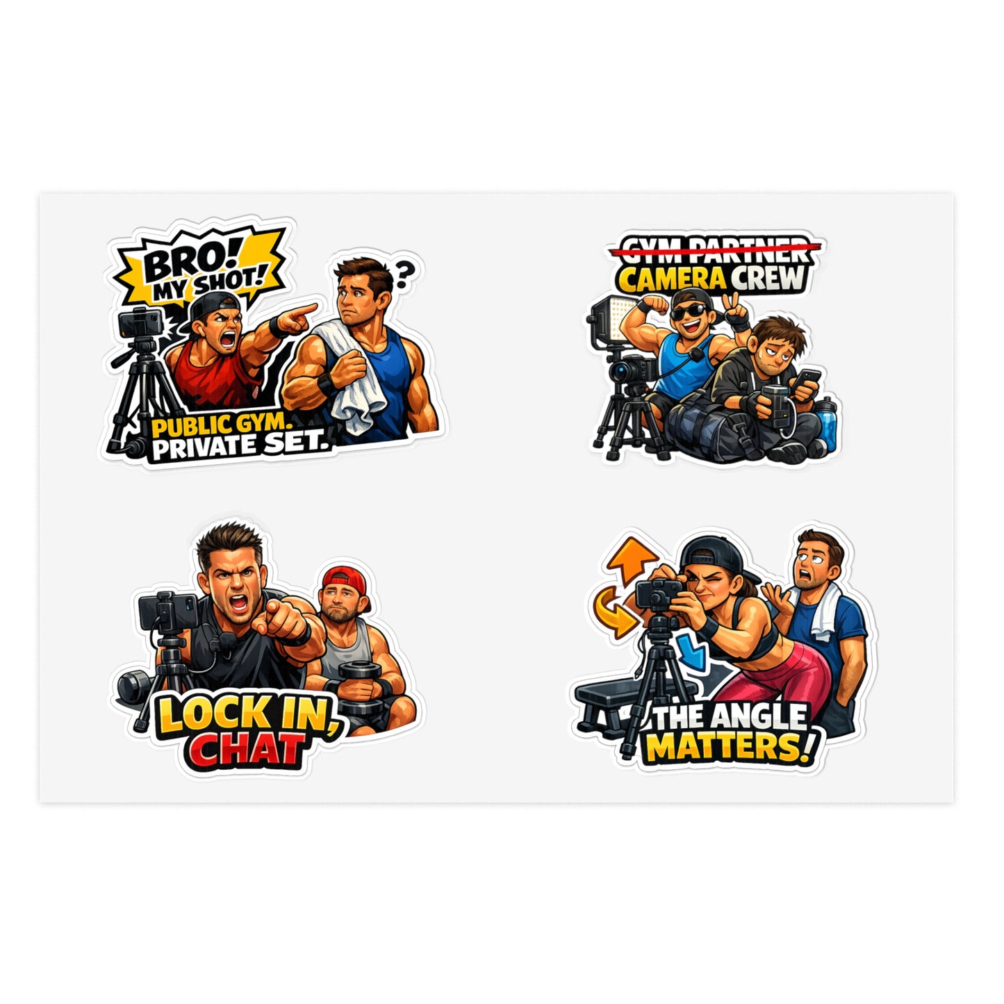 Influencer Energy Sticker Sheet #2 By Swoly Ghost — Filmmaker Vibes: "Bro! My Shot!" & "The Angle Matters!"