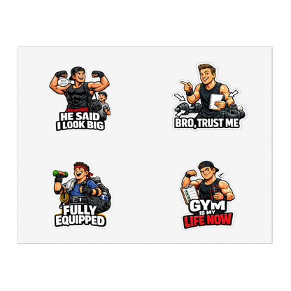 Beginner Gains & Newbie Energy Sticker Sheet #2 By Swoly Ghost — "He Said I Look Big" "Bro, Trust Me" Motivational Workout Decals