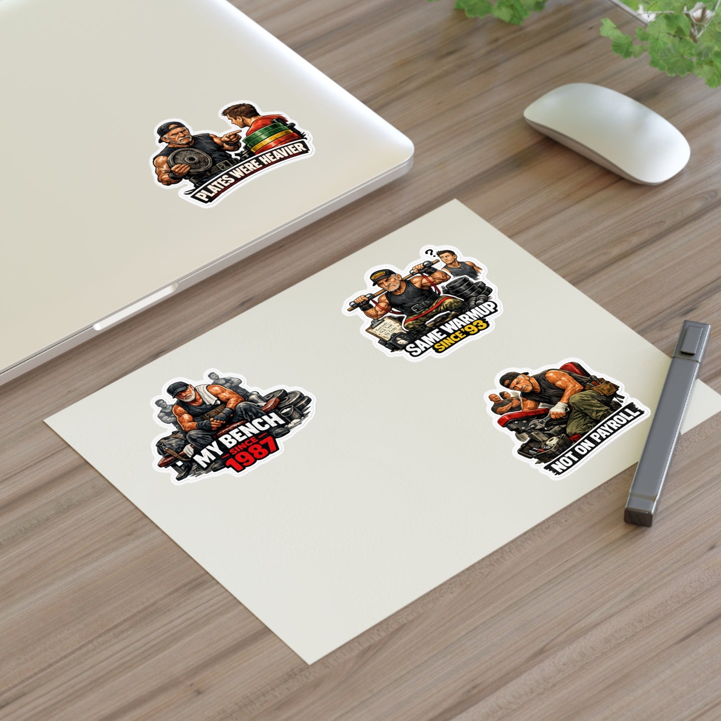 Gym Veterans Sticker Sheet #1 By Swoly Ghost — "My Bench Since 1987" Vet Weightlifting Stickers