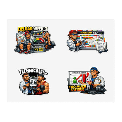 Bro Scientists Sticker Sheet #2 By Swoly Ghost — Workout Program, Deload Week & Training Humor