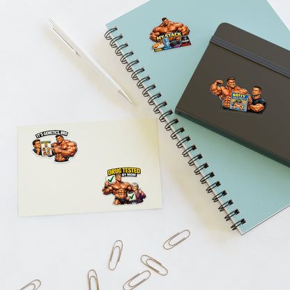 Fake Natties Sticker Sheet #2 By Swoly Ghost — 'It's Genetics, Bro' & 'Drug Tested by Mom' Gym Decals