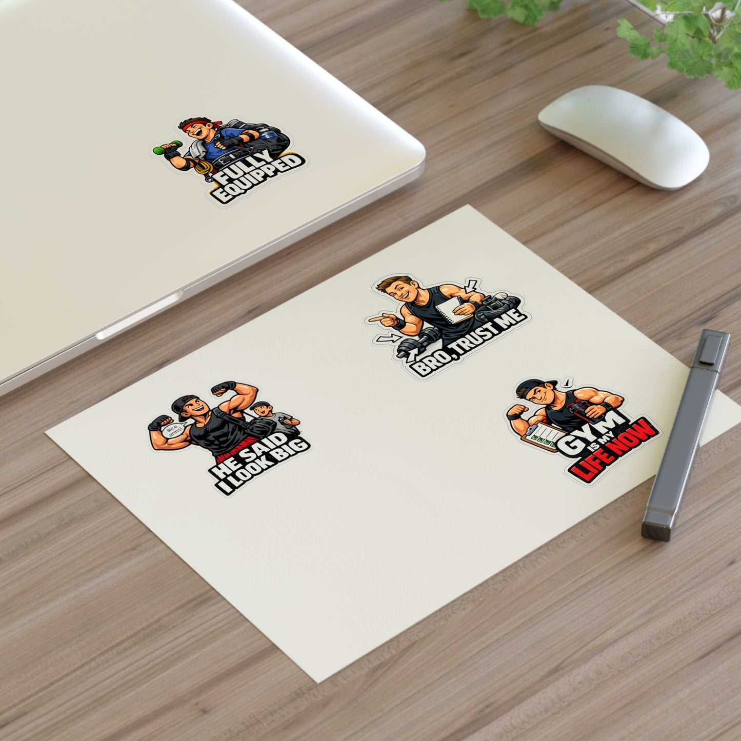 Beginner Gains & Newbie Energy Sticker Sheet #2 By Swoly Ghost — "He Said I Look Big" "Bro, Trust Me" Motivational Workout Decals