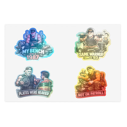 Gym Veterans Sticker Sheet #1 By Swoly Ghost — "My Bench Since 1987" Vet Weightlifting Stickers