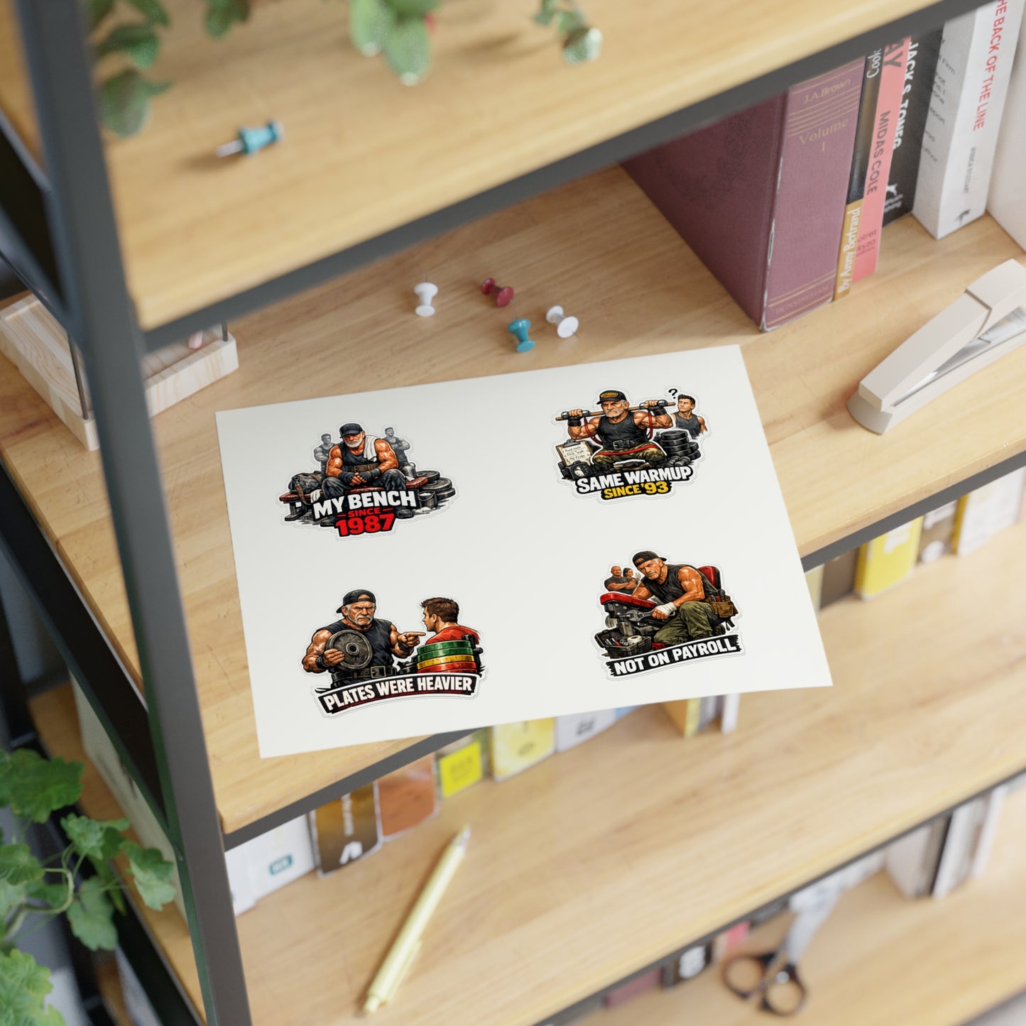 Gym Veterans Sticker Sheet #1 By Swoly Ghost — "My Bench Since 1987" Vet Weightlifting Stickers