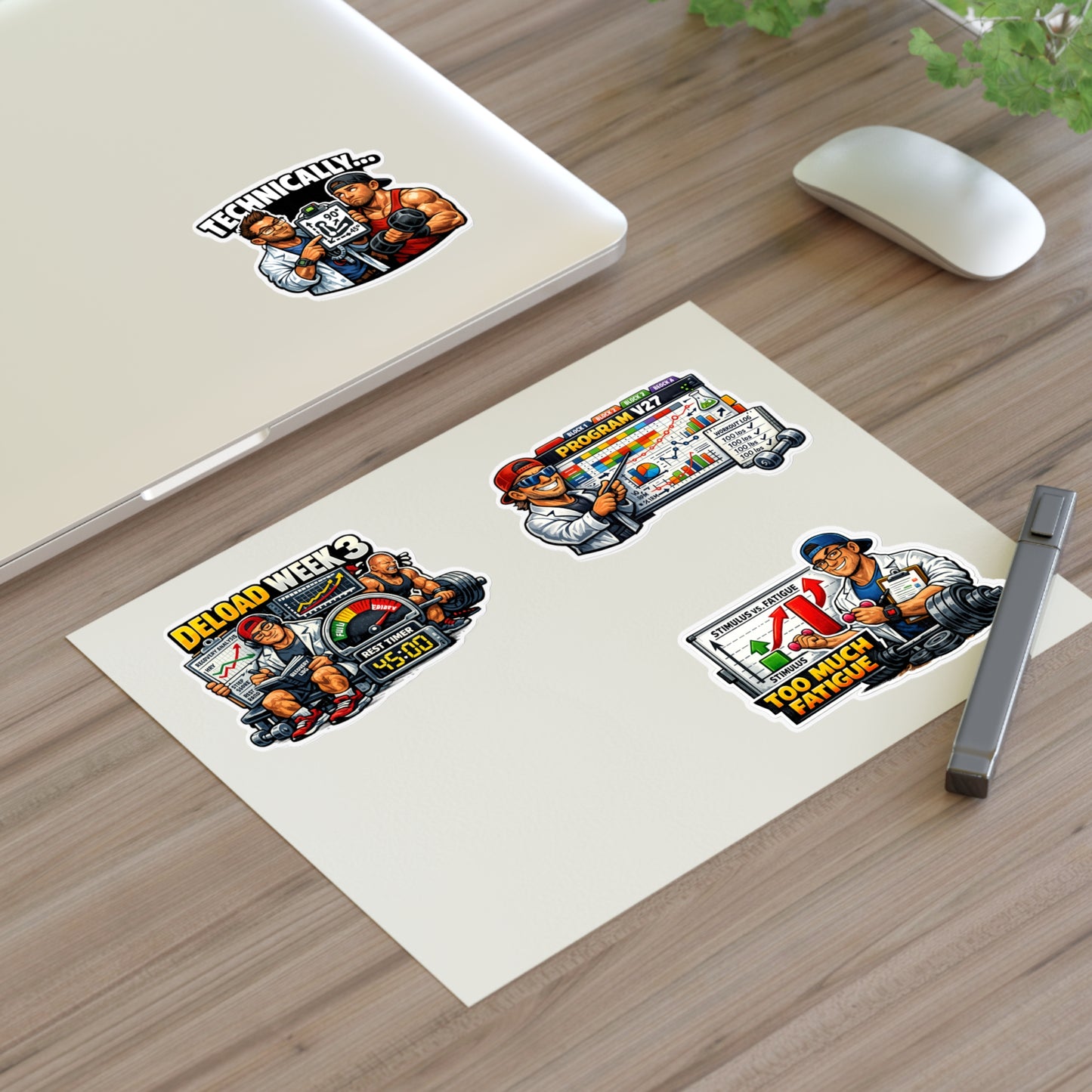 Bro Scientists Sticker Sheet #2 By Swoly Ghost — Workout Program, Deload Week & Training Humor