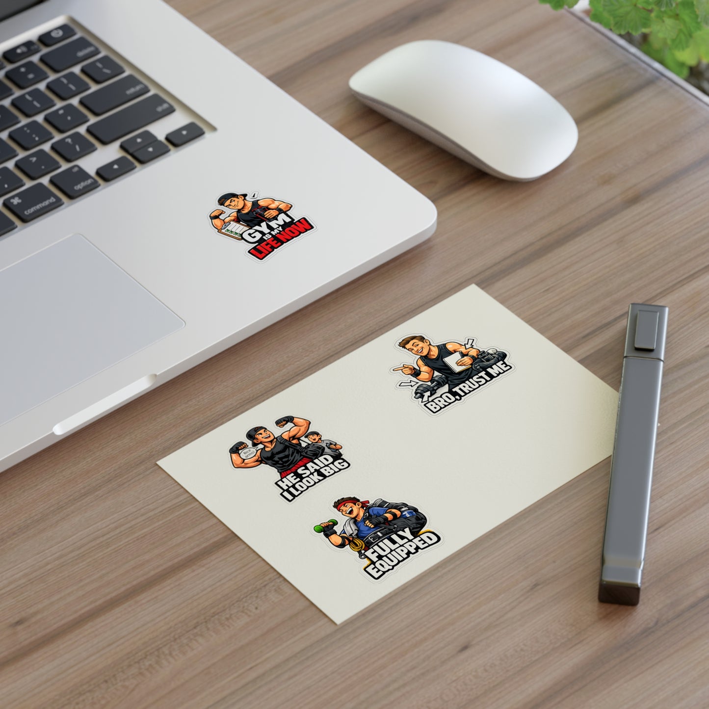 Beginner Gains & Newbie Energy Sticker Sheet #2 By Swoly Ghost — "He Said I Look Big" "Bro, Trust Me" Motivational Workout Decals