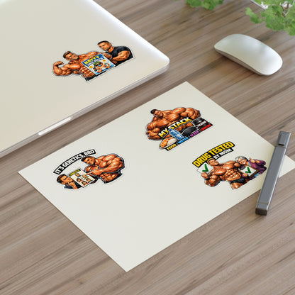Fake Natties Sticker Sheet #2 By Swoly Ghost — 'It's Genetics, Bro' & 'Drug Tested by Mom' Gym Decals