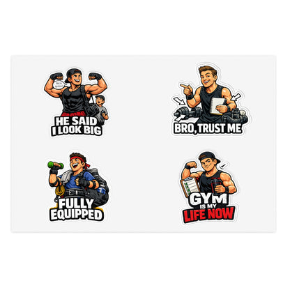 Beginner Gains & Newbie Energy Sticker Sheet #2 By Swoly Ghost — "He Said I Look Big" "Bro, Trust Me" Motivational Workout Decals