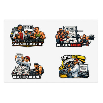 Bro Scientists Sticker Sheet #1 By Swoly Ghost  — 'Save Some For Never', 'Debate to Failure', 'New Study, New Me', '43 or Nothing'