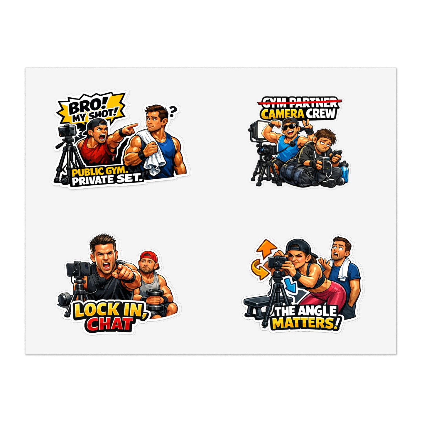 Influencer Energy Sticker Sheet #2 By Swoly Ghost — Filmmaker Vibes: "Bro! My Shot!" & "The Angle Matters!"