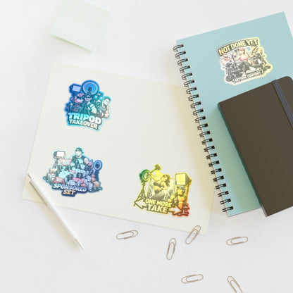 Influencer Energy Sticker Sheet #1 — 'Tripod Takeover', 'Not Done Yet', 'Sponsored Set', 'One More Take'