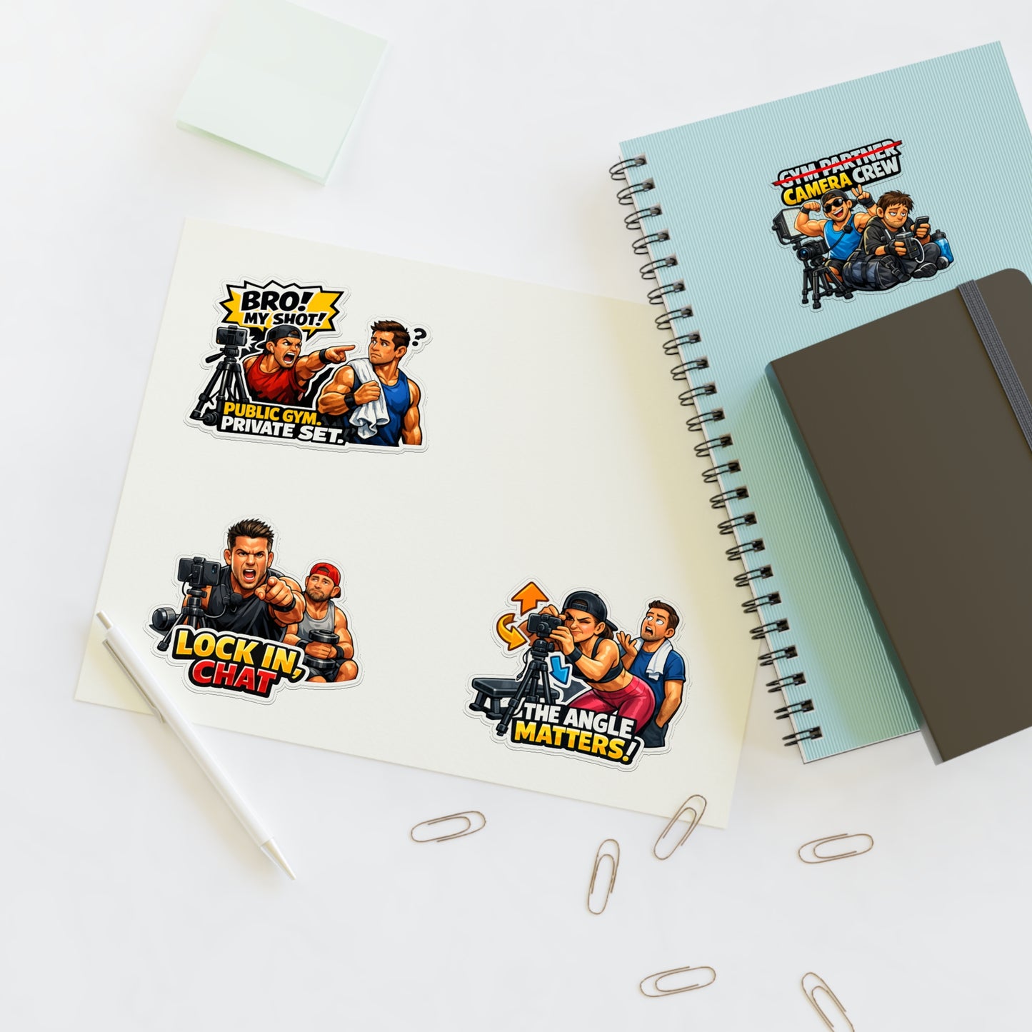 Influencer Energy Sticker Sheet #2 By Swoly Ghost — Filmmaker Vibes: "Bro! My Shot!" & "The Angle Matters!"