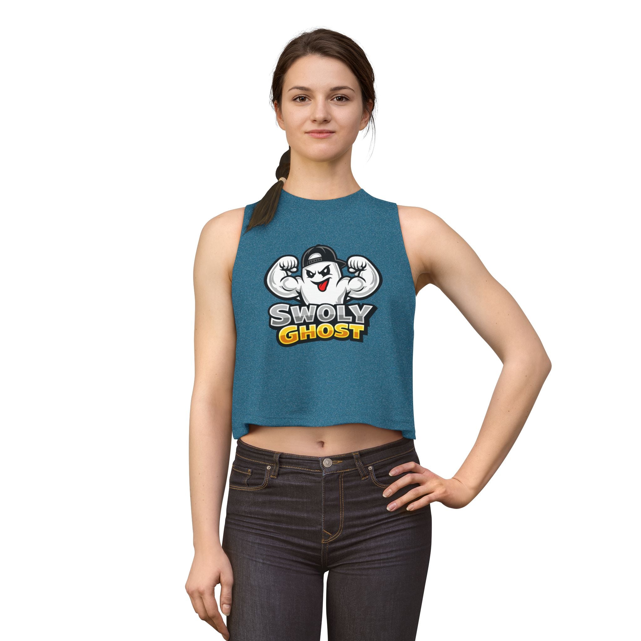 Women's Muscle Fitness Tank Crop Top By Swoly Ghost